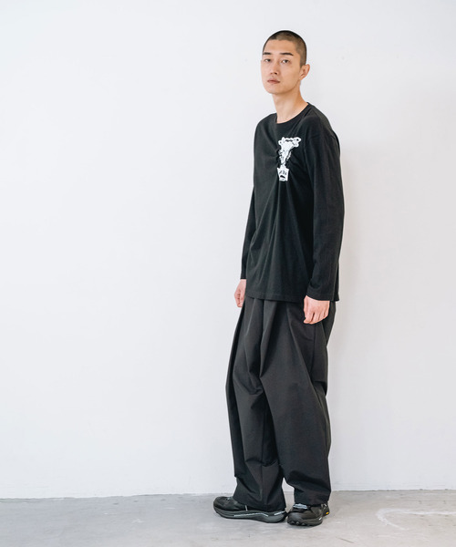 yoshiokubo(ヨシオクボ)の「yoshiokubo ヨシオクボ / 3 LAYER WIDE PANT スリーレイヤーワイドパンツ / YKF26411(その他パンツ・メンズ・ブラック・2/1/3)」の7枚目の写真