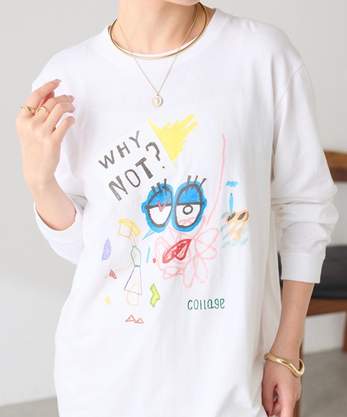 COLLAGE GALLARDAGALANTE(コラージュガリャルダガランテ)の「The NERDYS x COLLAGE 別注ロンT(Tシャツ/カットソー・レディース・ベージュ/オフホワイト・M)」の2枚目の写真