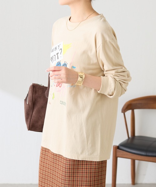 COLLAGE GALLARDAGALANTE(コラージュガリャルダガランテ)の「The NERDYS x COLLAGE 別注ロンT(Tシャツ/カットソー・レディース・ベージュ/オフホワイト・M)」の6枚目の写真