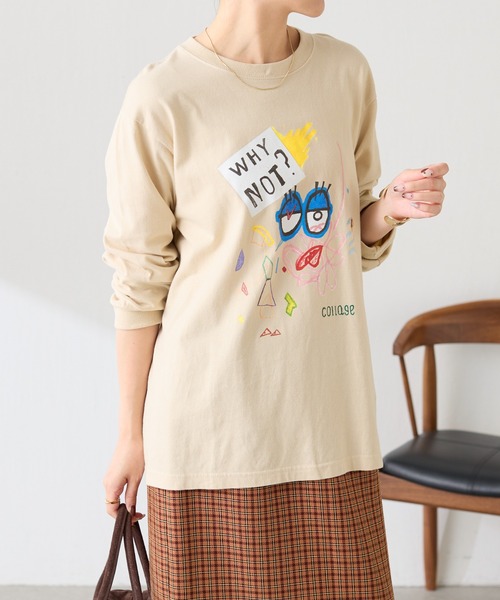 COLLAGE GALLARDAGALANTE(コラージュガリャルダガランテ)の「The NERDYS x COLLAGE 別注ロンT(Tシャツ/カットソー・レディース・ベージュ/オフホワイト・M)」の9枚目の写真