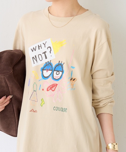 COLLAGE GALLARDAGALANTE(コラージュガリャルダガランテ)の「The NERDYS x COLLAGE 別注ロンT(Tシャツ/カットソー・レディース・ベージュ/オフホワイト・M)」の4枚目の写真
