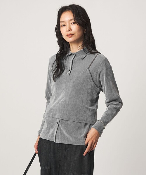 green label relaxing(グリーンレーベルリラクシング)の「シアーフロッキー キャミソール(キャミソール・レディース・ブラック/ダークブラウン/グレー系・FREE)」の4枚目の写真