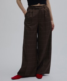 Ameri（アメリ）の「YARN DYED CHECK WIDE STRAIGHT PANTS（その他パンツ）」