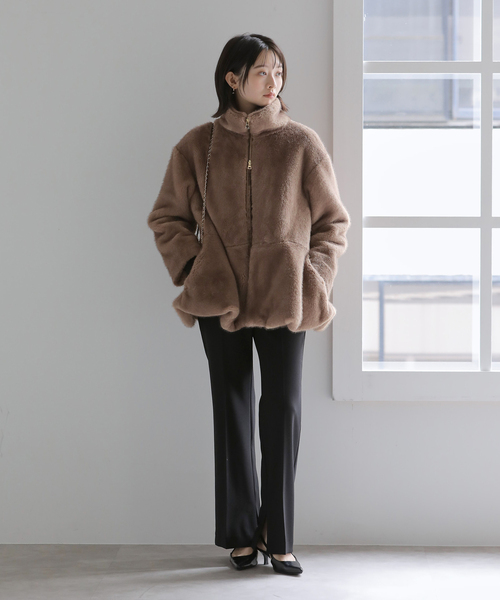 La TOTALITE(ラトータリテ)の「【洗える】ペプラムファーコート(その他アウター・レディース・チャコールグレー/ブラウン・FREE)」の9枚目の写真