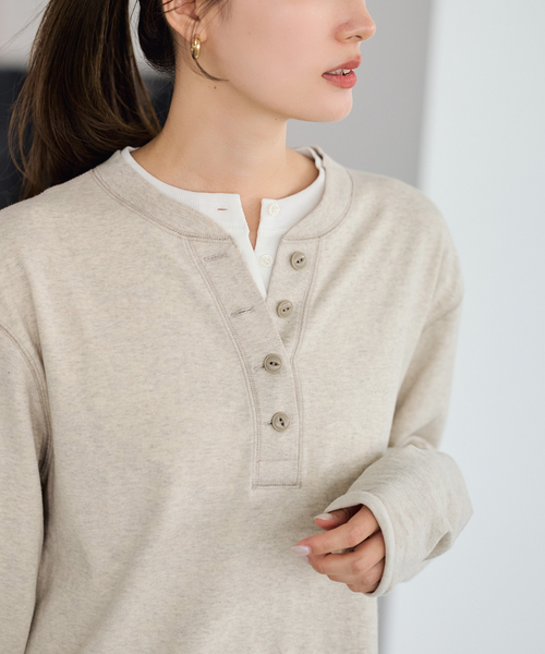FRAMeWORK（フレームワーク）の「ダブルヘンリーネック（Tシャツ/カットソー・レディース・チャコールグレー/アイボリー/ホワイト・FREE）」の19枚目の写真