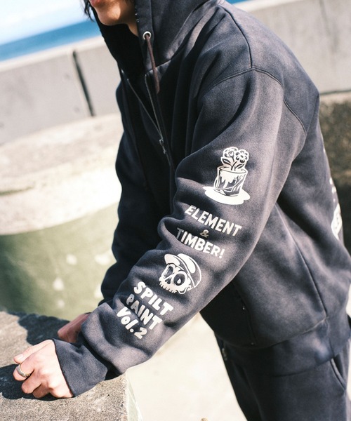 ELEMENT(エレメント)の「ELEMENT メンズ TIMBER DRIPS ZIP HOOD パーカー 【2026年秋冬モデル】/エレメントバックプリントジップアップフーディー(パーカー・メンズ・ネイビー/ブラック系その他/グレー系その他・MEDIUM/X-LARGE/LARGE)」の7枚目の写真