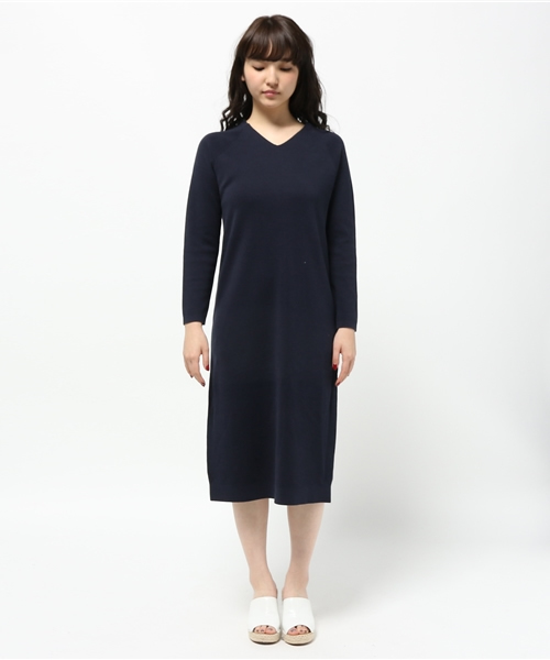 CAPRICIEUX LE'MAGE(カプリシューレマージュ)の「Vネックミラノリブアンクルワンピース(ワンピース・レディース・グレー/ネイビー・FREE)」の3枚目の写真