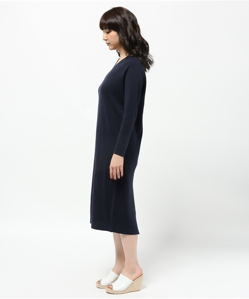 CAPRICIEUX LE'MAGE(カプリシューレマージュ)の「Vネックミラノリブアンクルワンピース(ワンピース・レディース・グレー/ネイビー・FREE)」の4枚目の写真