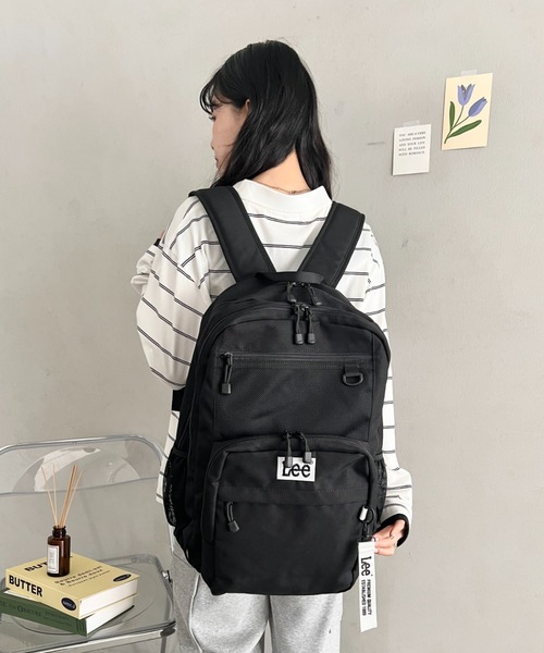 Lee（リー）の「Lee.撥水ポリエステル フロントメッシュリュック.2層式 バックパック（バックパック/リュック・レディース・ブラック×グリーン/ブラック×ブラック/ブラック×ピンク/ブラック×ホワイト/ブラック×パープル・FREE）」の20枚目の写真