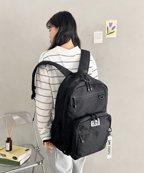 Lee（リー）の「Lee.撥水ポリエステル フロントメッシュリュック.2層式 バックパック（バックパック/リュック・レディース・ブラック×グリーン/ブラック×ブラック/ブラック×ピンク/ブラック×ホワイト/ブラック×パープル・FREE）」の21枚目の写真