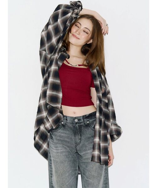 EVRIS(エヴリス)の「SUNNYオーバーサイズチェックシャツ 秋服(シャツ/ブラウス・レディース・ブラック/グレー・FREE)」の14枚目の写真
