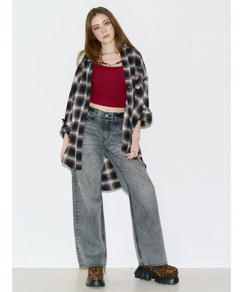 EVRIS(エヴリス)の「SUNNYオーバーサイズチェックシャツ 秋服(シャツ/ブラウス・レディース・ブラック/グレー・FREE)」の17枚目の写真
