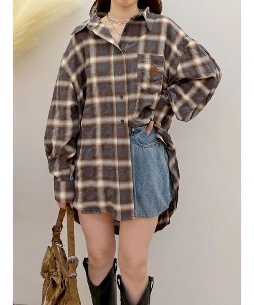 EVRIS(エヴリス)の「SUNNYオーバーサイズチェックシャツ 秋服(シャツ/ブラウス・レディース・ブラック/グレー・FREE)」の20枚目の写真