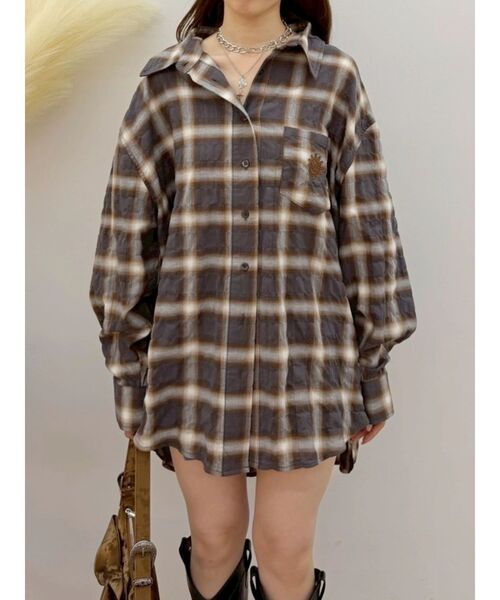 EVRIS(エヴリス)の「SUNNYオーバーサイズチェックシャツ 秋服(シャツ/ブラウス・レディース・ブラック/グレー・FREE)」の21枚目の写真