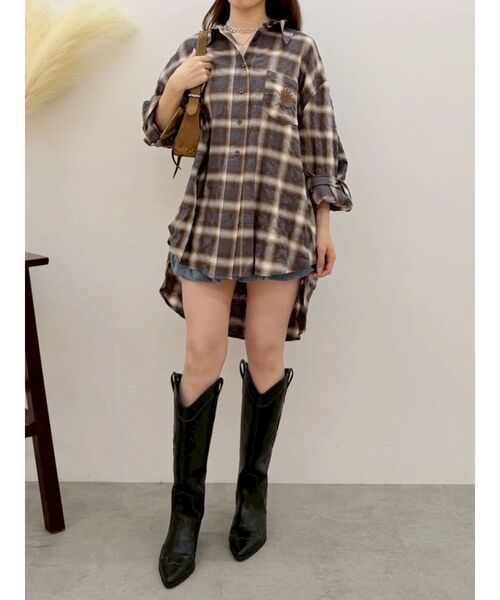 EVRIS(エヴリス)の「SUNNYオーバーサイズチェックシャツ 秋服(シャツ/ブラウス・レディース・ブラック/グレー・FREE)」の22枚目の写真