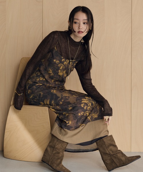 LAULEN(ローレン)の「artistic damask camisole dress /アーティスティックダマスクキャミソールドレス(ワンピース・レディース・ブラウン/グレー・S/M)」の1枚目の写真