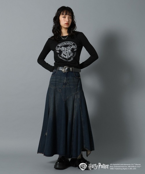 PAGEBOY(ページボーイ)の「【Harry Potter(ハリー・ポッター)】ホグワーツエンブレムシアーロンT(Tシャツ/カットソー・レディース・グレー/ブラック・FREE)」の10枚目の写真