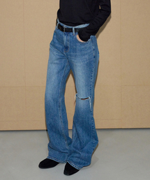 Raw-cut Relaxed Boots Cut Denim - Dark Blue