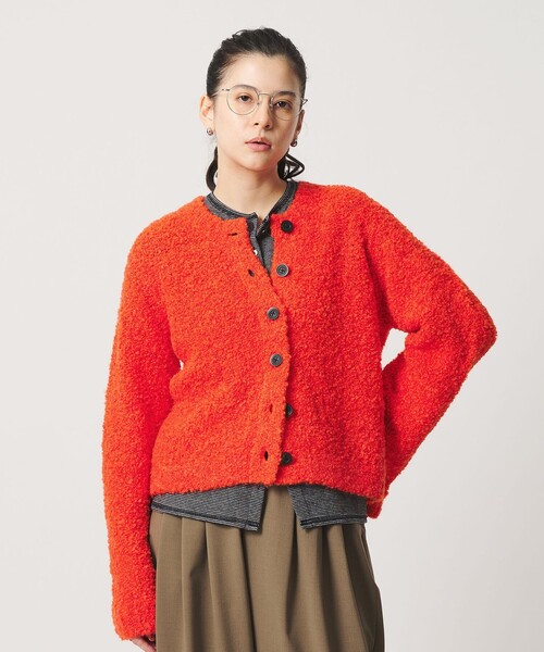 BEAUTY&YOUTH UNITED ARROWS(ビューティーアンドユースユナイテッドアローズ)の「アルパカブレンド ブークレ ニットカーディガン(カーディガン/ボレロ・レディース・ブラック/オフホワイト/オレンジ・FREE)」の4枚目の写真