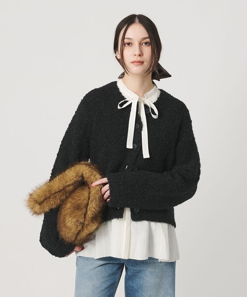 BEAUTY&YOUTH UNITED ARROWS(ビューティーアンドユースユナイテッドアローズ)の「アルパカブレンド ブークレ ニットカーディガン(カーディガン/ボレロ・レディース・ブラック/オフホワイト/オレンジ・FREE)」の7枚目の写真