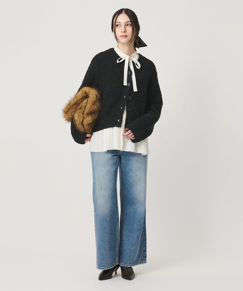 BEAUTY&YOUTH UNITED ARROWS(ビューティーアンドユースユナイテッドアローズ)の「アルパカブレンド ブークレ ニットカーディガン(カーディガン/ボレロ・レディース・ブラック/オフホワイト/オレンジ・FREE)」の8枚目の写真