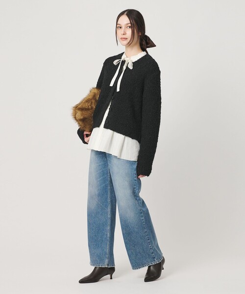 BEAUTY&YOUTH UNITED ARROWS(ビューティーアンドユースユナイテッドアローズ)の「アルパカブレンド ブークレ ニットカーディガン(カーディガン/ボレロ・レディース・ブラック/オフホワイト/オレンジ・FREE)」の9枚目の写真