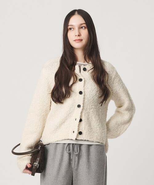 BEAUTY&YOUTH UNITED ARROWS(ビューティーアンドユースユナイテッドアローズ)の「アルパカブレンド ブークレ ニットカーディガン(カーディガン/ボレロ・レディース・ブラック/オフホワイト/オレンジ・FREE)」の10枚目の写真