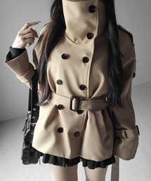 【 2color 】2WAYスタンドカラーミドルトレンチコート / 2WAY stand collar middle trench coat