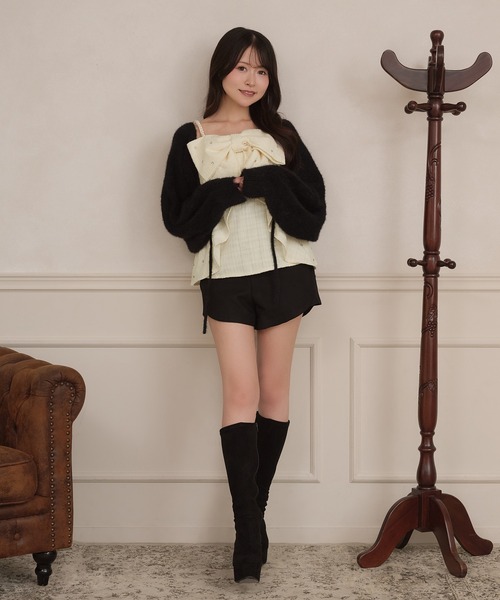 apres jour(アプレジュール)の「ビジューリボンツイードビスチェ(その他トップス・レディース・オフホワイト/ピンクベージュ/ブラック・X-LARGE/フリー)」の7枚目の写真