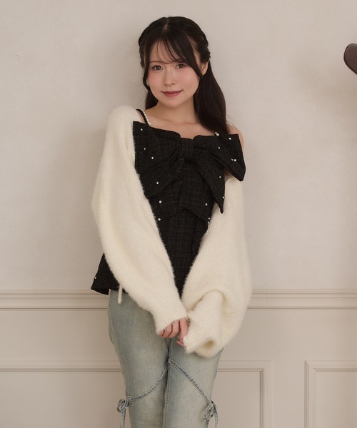apres jour(アプレジュール)の「ビジューリボンツイードビスチェ(その他トップス・レディース・オフホワイト/ピンクベージュ/ブラック・X-LARGE/フリー)」の13枚目の写真