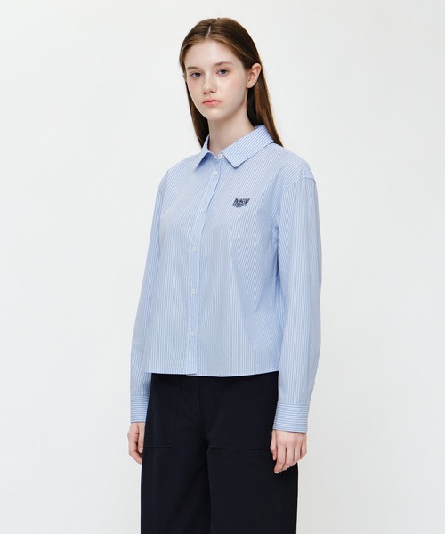 MARITHE + FRANCOIS GIRBAUD（マリテフランソワジルボー）の「W MICRO CLASSIC LOGO COTTON SHIRT（シャツ/ブラウス・レディース・ストライプ/アイボリー・SMALL/MEDIUM）」の10枚目の写真