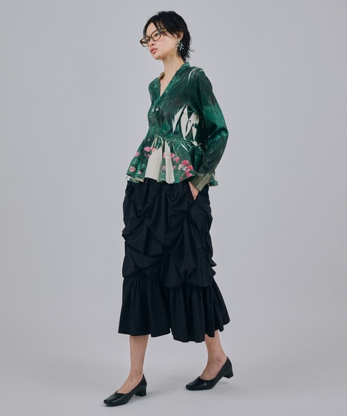 NON TOKYO(ノントーキョー)の「DIRECT PRINT RIB GATHER CARDIGAN(カーディガン/ボレロ・レディース・マルチ/グリーン・FREE)」の6枚目の写真