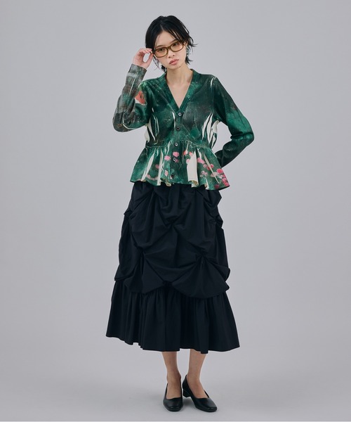 NON TOKYO(ノントーキョー)の「DIRECT PRINT RIB GATHER CARDIGAN(カーディガン/ボレロ・レディース・マルチ/グリーン・FREE)」の7枚目の写真