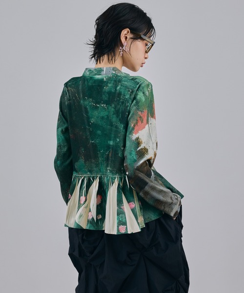 NON TOKYO(ノントーキョー)の「DIRECT PRINT RIB GATHER CARDIGAN(カーディガン/ボレロ・レディース・マルチ/グリーン・FREE)」の8枚目の写真