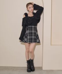 ボックスプリーツフレアミニスカパン