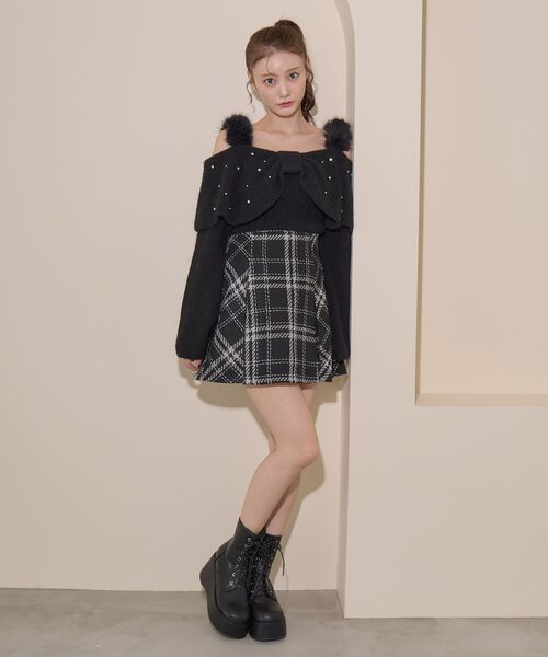 MAJESTIC LEGON(マジェスティックレゴン)の「ボックスプリーツフレアミニスカパン(スカート・レディース・ホワイト系その他2/ブラック系その他/ブラウン系その他2・MEDIUM)」の6枚目の写真