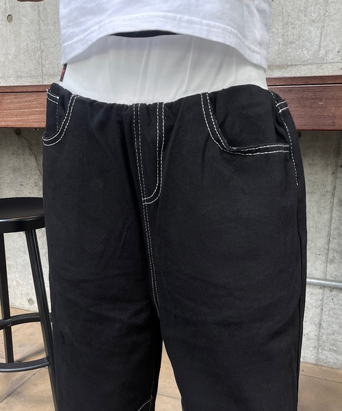 ROGER AND RAW（ロジャーアンドロウ）の「ダブルウエストデニムワイドパンツ（デニムパンツ・レディース・ブラック/ブルー・SMALL/MEDIUM）」の12枚目の写真