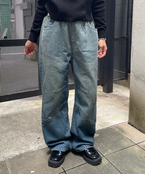 ROGER AND RAW（ロジャーアンドロウ）の「ダブルウエストデニムワイドパンツ（デニムパンツ・レディース・ブラック/ブルー・SMALL/MEDIUM）」の14枚目の写真