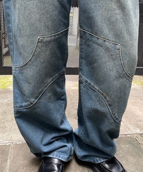 ROGER AND RAW（ロジャーアンドロウ）の「ダブルウエストデニムワイドパンツ（デニムパンツ・レディース・ブラック/ブルー・SMALL/MEDIUM）」の6枚目の写真