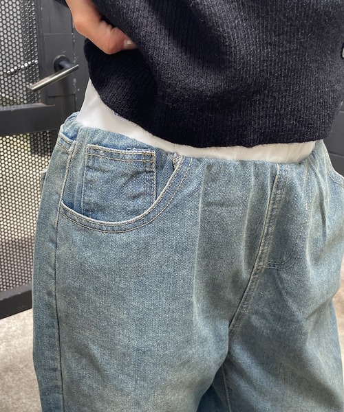 ROGER AND RAW（ロジャーアンドロウ）の「ダブルウエストデニムワイドパンツ（デニムパンツ・レディース・ブラック/ブルー・SMALL/MEDIUM）」の9枚目の写真