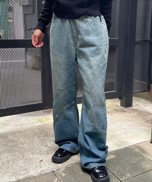 ROGER AND RAW（ロジャーアンドロウ）の「ダブルウエストデニムワイドパンツ（デニムパンツ・レディース・ブラック/ブルー・SMALL/MEDIUM）」の5枚目の写真