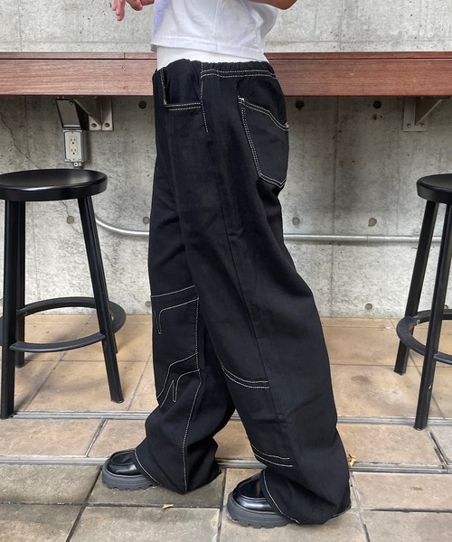 ROGER AND RAW（ロジャーアンドロウ）の「ダブルウエストデニムワイドパンツ（デニムパンツ・レディース・ブラック/ブルー・SMALL/MEDIUM）」の19枚目の写真