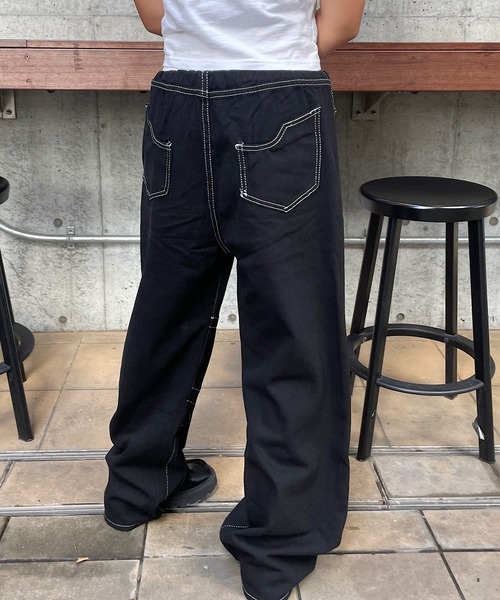 ROGER AND RAW（ロジャーアンドロウ）の「ダブルウエストデニムワイドパンツ（デニムパンツ・レディース・ブラック/ブルー・SMALL/MEDIUM）」の10枚目の写真