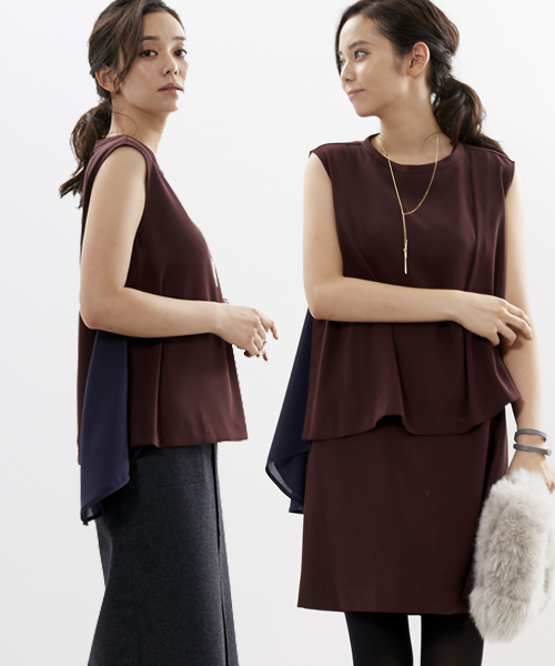 STUDIOUS（ステュディオス）の「2ピースアシメワンピース（ワンピース・レディース・ネイビー/ベージュ/パープル/ブラック・0/1）」の4枚目の写真