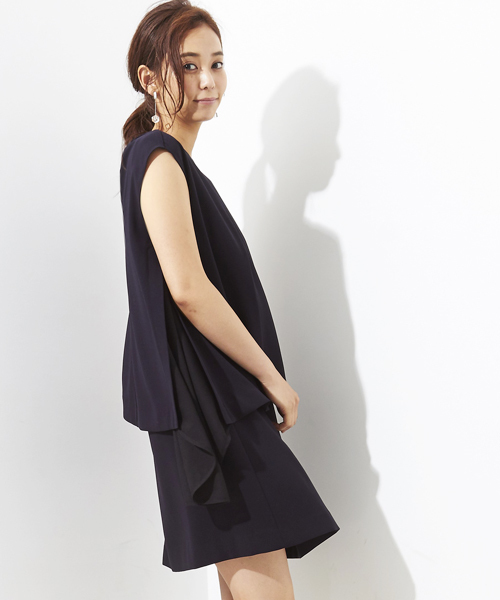 STUDIOUS（ステュディオス）の「2ピースアシメワンピース（ワンピース・レディース・ネイビー/ベージュ/パープル/ブラック・0/1）」の3枚目の写真