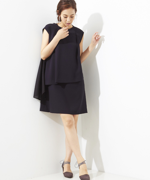 STUDIOUS（ステュディオス）の「2ピースアシメワンピース（ワンピース・レディース・ネイビー/ベージュ/パープル/ブラック・0/1）」の7枚目の写真