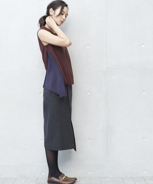 STUDIOUS（ステュディオス）の「2ピースアシメワンピース（ワンピース・レディース・ネイビー/ベージュ/パープル/ブラック・0/1）」の17枚目の写真