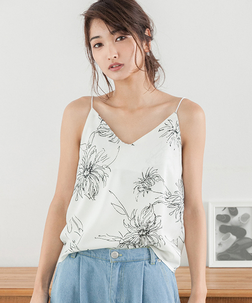 fifth（フィフス）の「モノトーン花柄キャミソール（キャミソール・レディース・ブラック/ホワイト・MEDIUM）」の12枚目の写真