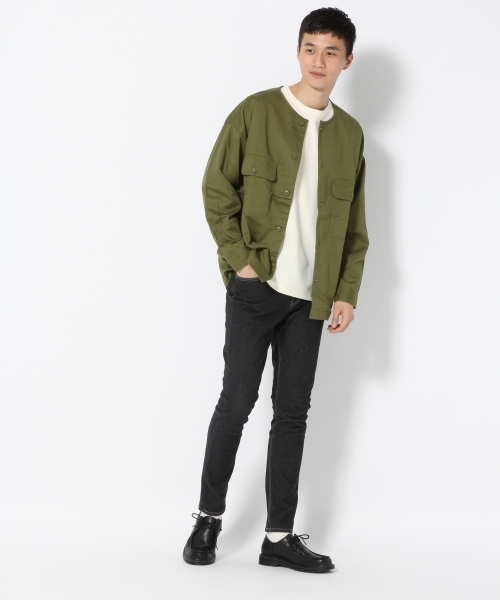 GLOBAL WORK（グローバルワーク）の「ノーカラーファティーグシャツ/761876（シャツ/ブラウス・メンズ・グリーン/カーキ・MEDIUM/SMALL/LARGE/X-LARGE）」の13枚目の写真