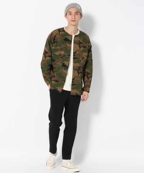 GLOBAL WORK（グローバルワーク）の「ノーカラーファティーグシャツ/761876（シャツ/ブラウス・メンズ・グリーン/カーキ・MEDIUM/SMALL/LARGE/X-LARGE）」の14枚目の写真